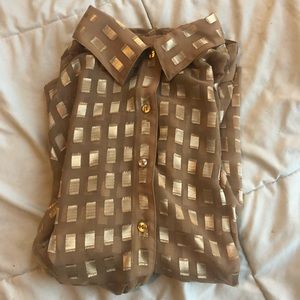 Vintage sheer gold blouse